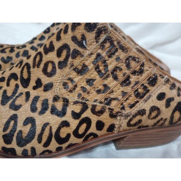 Frye Calf Fur Mule Shoe Sz 7 M Pointed Toe Leather Heels Cheetah Leopard nice - Picture 6 of 8